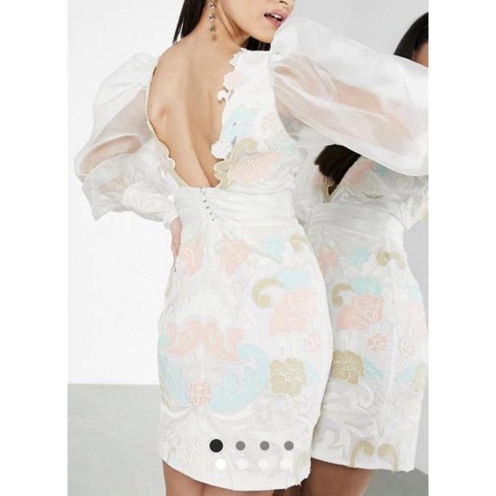 ASOS EDITION applique embroidered pastel organza mini dress Size 6
